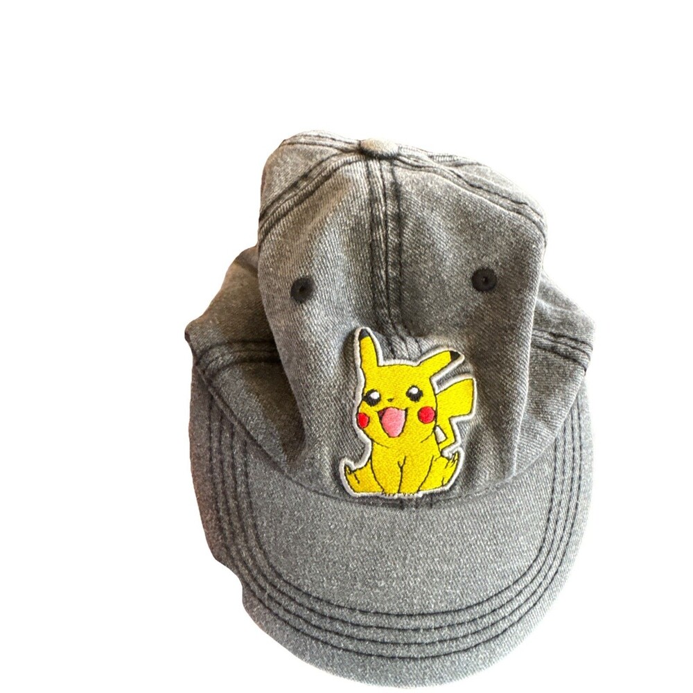 Pokemon Pikachu Hat Cap Strap Back Gray One Size Adjustable